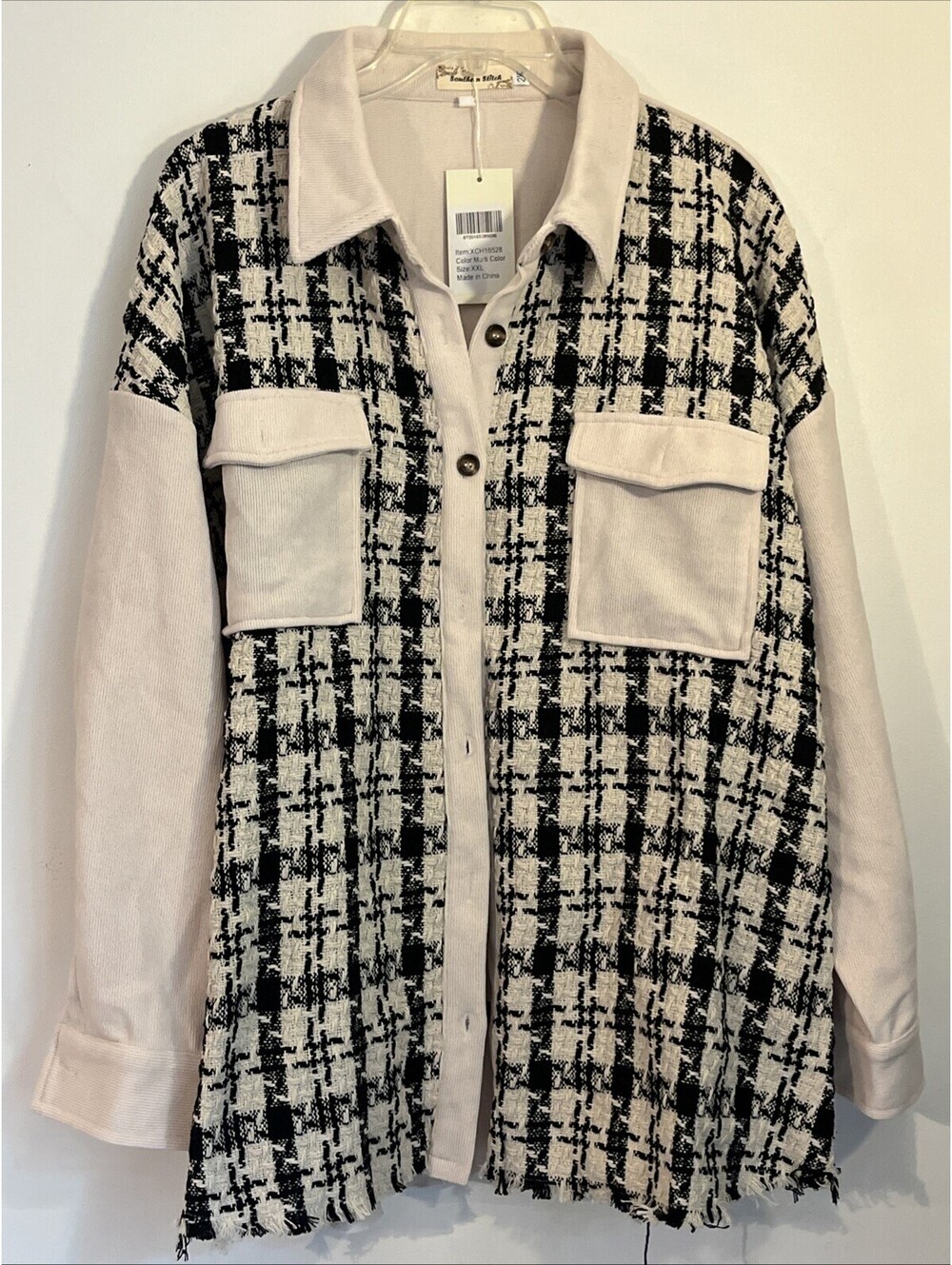 NWT Southern Stitch Plaid Tweed Shacket Jacket Soft Colorblock Women's 2XL